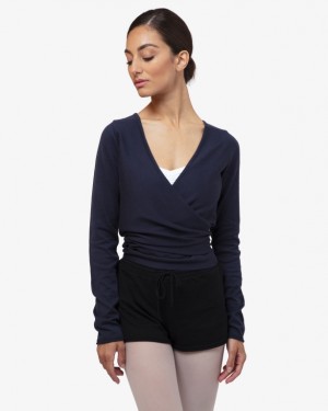 Blue Repetto Knitted wrap-over Women's Long Sleeve | PH-4180-TDBYL