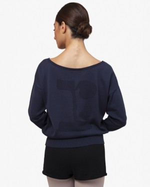 Blue Repetto Warm-up pull over Women's Long Sleeve | PH-7263-WPQTD
